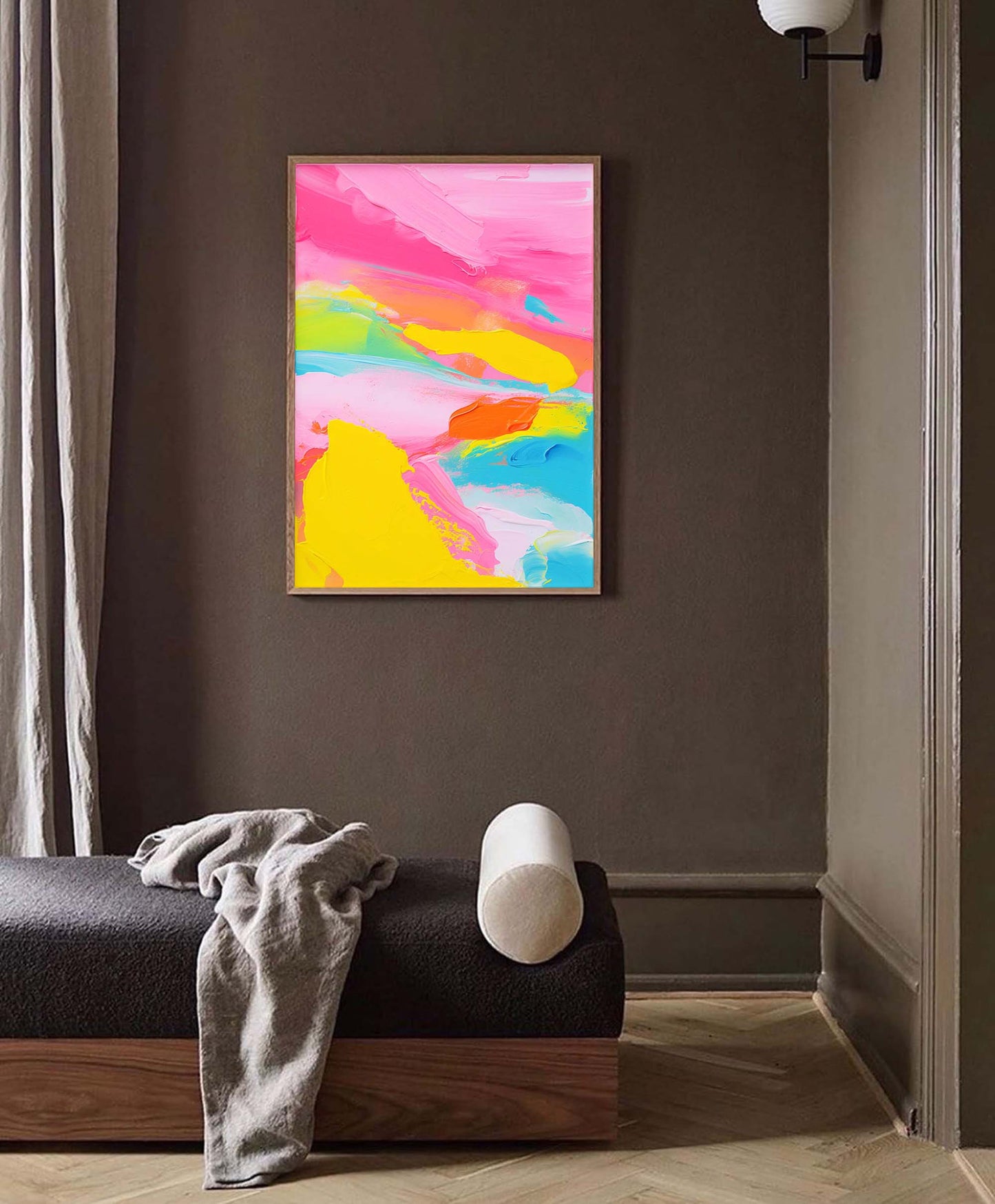 Vibrant Abstract Oil Painting with Colorful Swirls for Modern Home Decor