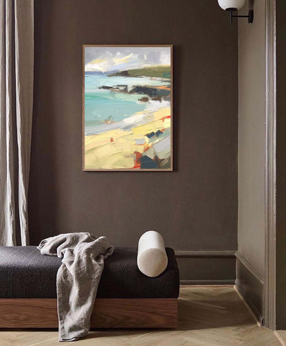 Serene Coastal Landscape Oil Painting for Home Décor and Wall Art