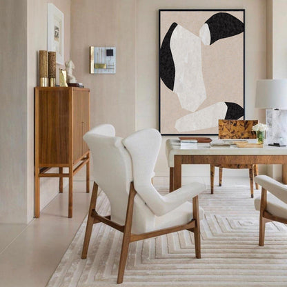 Contemporary Beige Abstract Oil Painting for Modern Home Decor