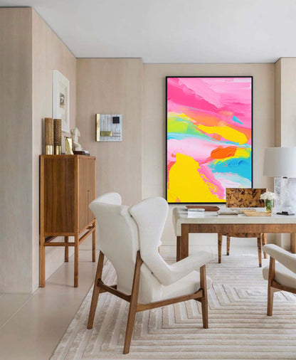 Vibrant Abstract Oil Painting with Colorful Swirls for Modern Home Decor