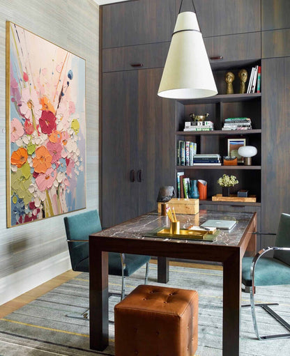 Colorful Floral Abstract Oil Painting for Vibrant Home Decor