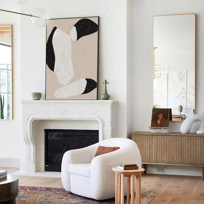 Contemporary Beige Abstract Oil Painting for Modern Home Decor