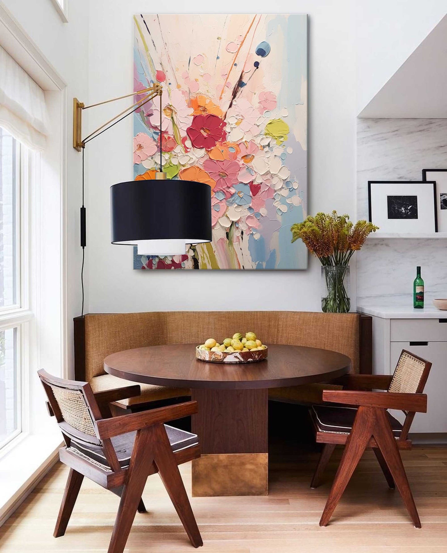 Colorful Floral Abstract Oil Painting for Vibrant Home Decor