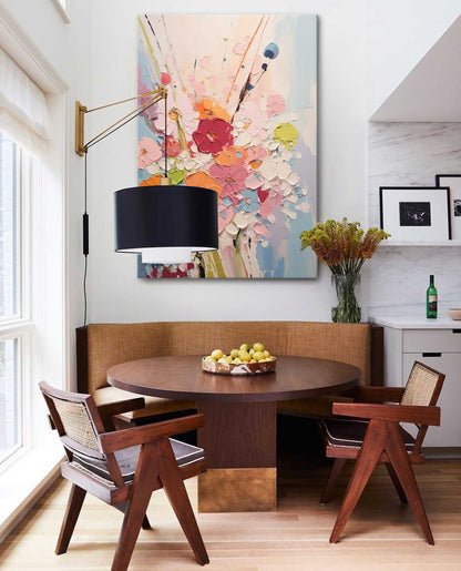 Colorful Floral Abstract Oil Painting for Vibrant Home Decor