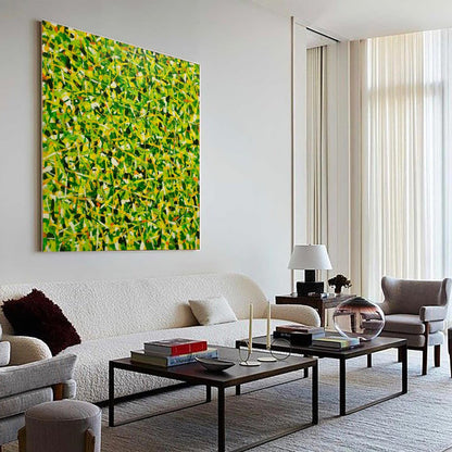 Vibrant Green Abstract Oil Painting for Modern Home Decor