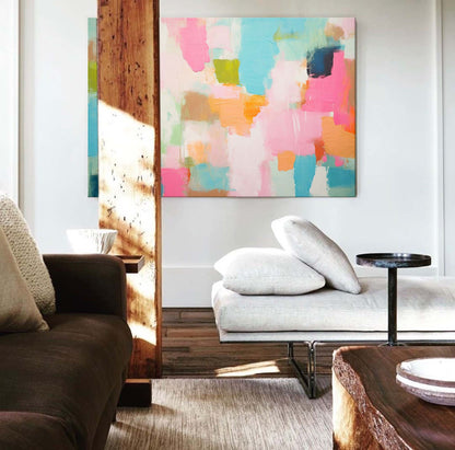 Vibrant Abstract Oil Painting in Bold Colors for Modern Home Décor