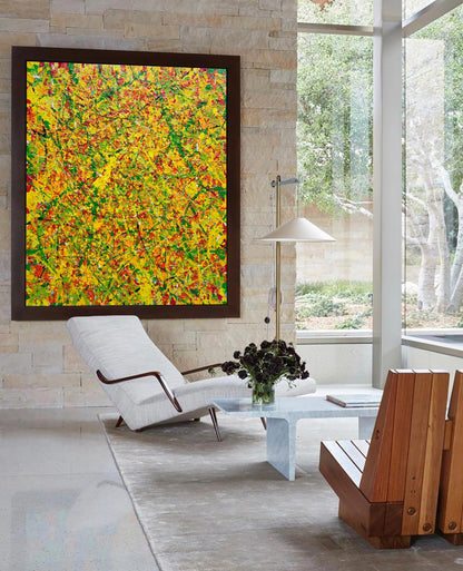 Vibrant Yellow Abstract Oil Painting for Modern Home Décor