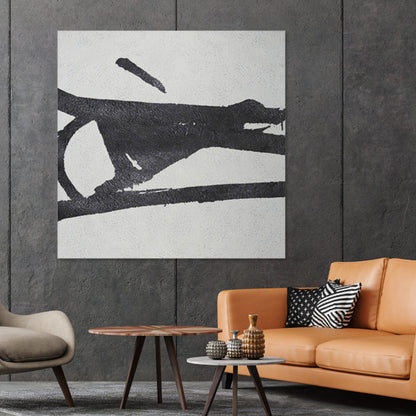 Abstract Black and White Oil Painting for Modern Home Décor