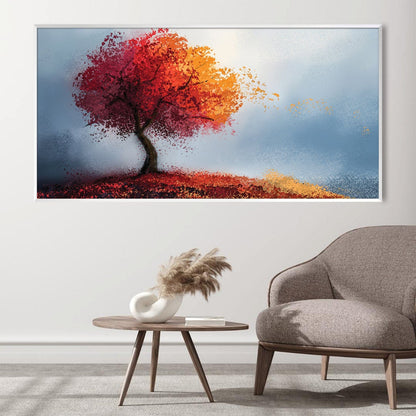 Vibrant Autumn Birch Oil Painting for Modern Home Decor