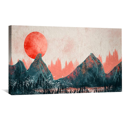 Serene Sunset Over Amber Valley Mountains – Modern Oil Painting Decor