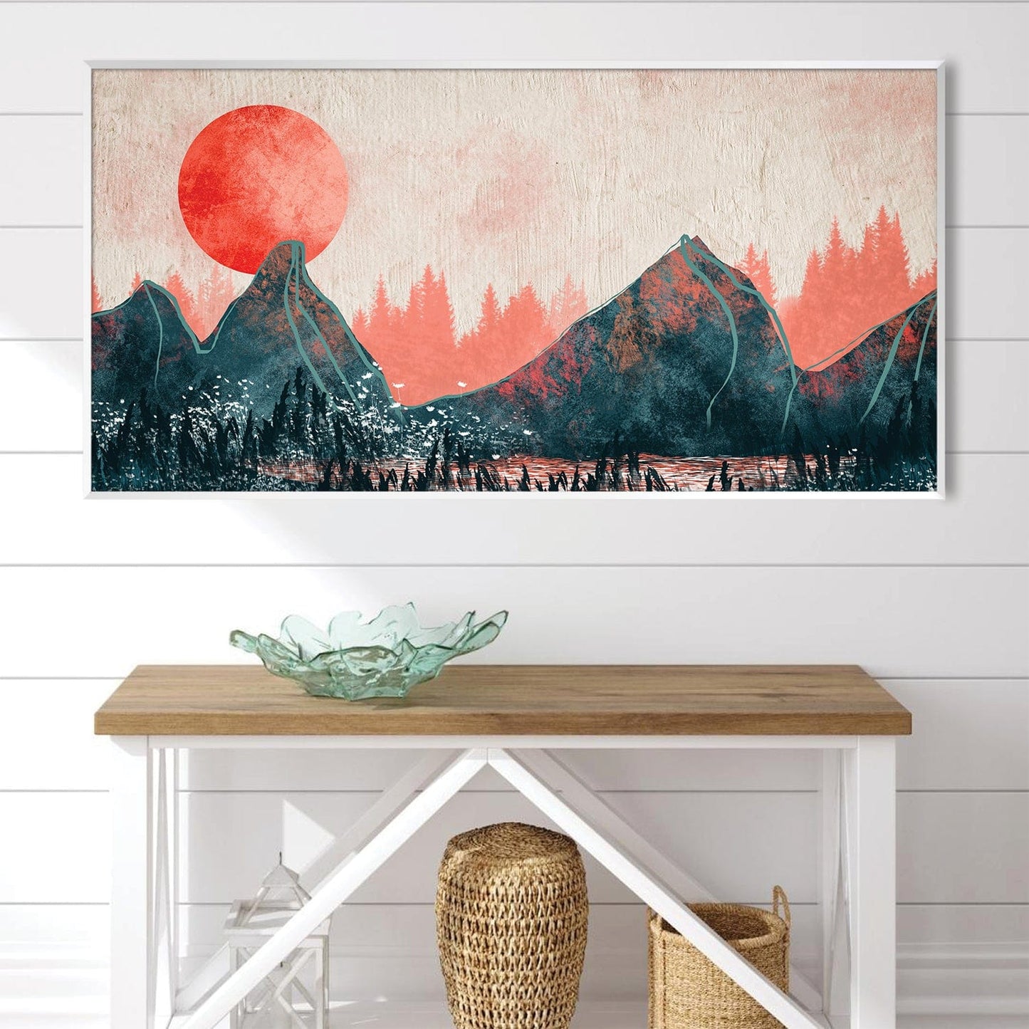 Serene Sunset Over Amber Valley Mountains – Modern Oil Painting Decor