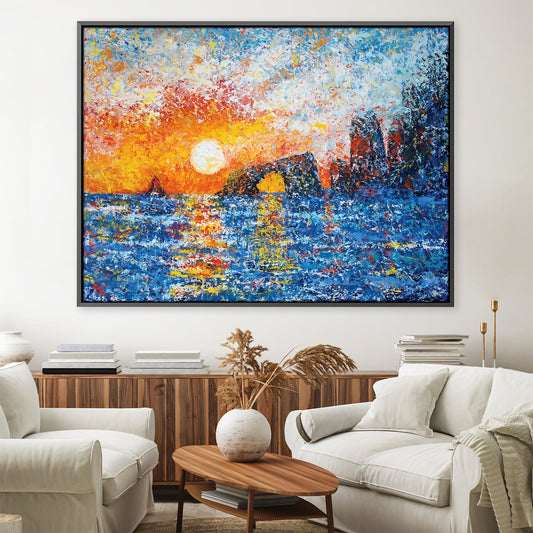 Vibrant Sunset Over Anacapa Islands Oil Painting for Coastal Home Decor