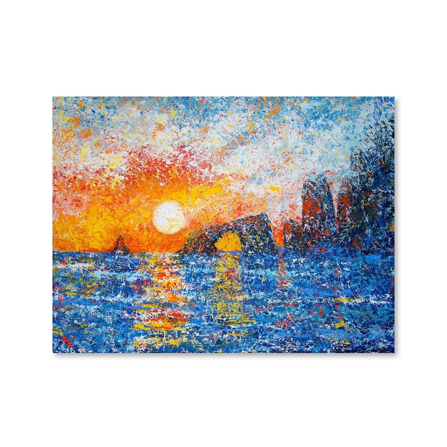 Vibrant Sunset Over Anacapa Islands Oil Painting for Coastal Home Decor