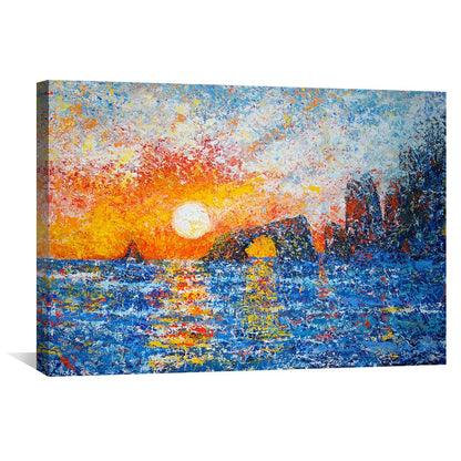 Vibrant Sunset Over Anacapa Islands Oil Painting for Coastal Home Decor