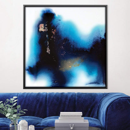 Abstract Blue and Black Oil Painting for Modern Home Decor