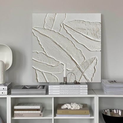 Textured Leaf Oil Painting for Modern Home Decor - Artistic Wall Art Design