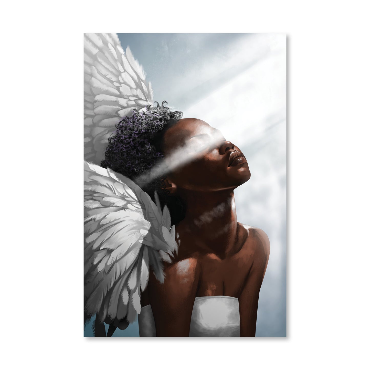 Radiant Angel Embrace: Inspiring Oil Painting for Modern Home Decor