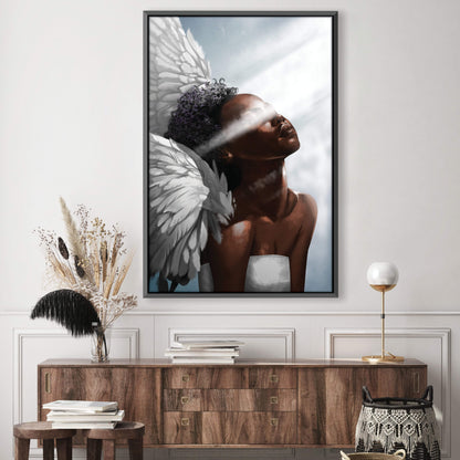 Radiant Angel Embrace: Inspiring Oil Painting for Modern Home Decor