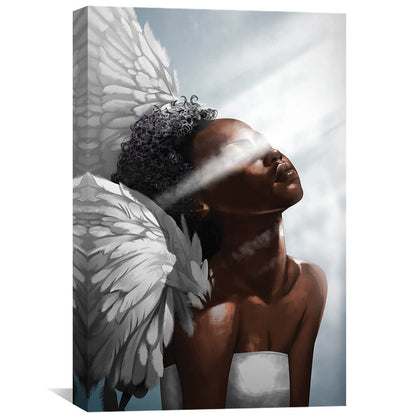 Radiant Angel Embrace: Inspiring Oil Painting for Modern Home Decor