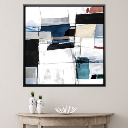 Modern Abstract Oil Painting in Bold Geometric Shapes and Neutral Tones