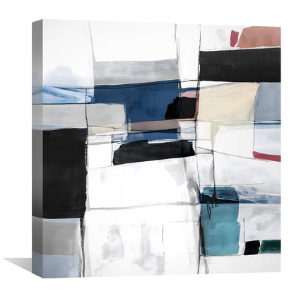 Modern Abstract Oil Painting in Bold Geometric Shapes and Neutral Tones