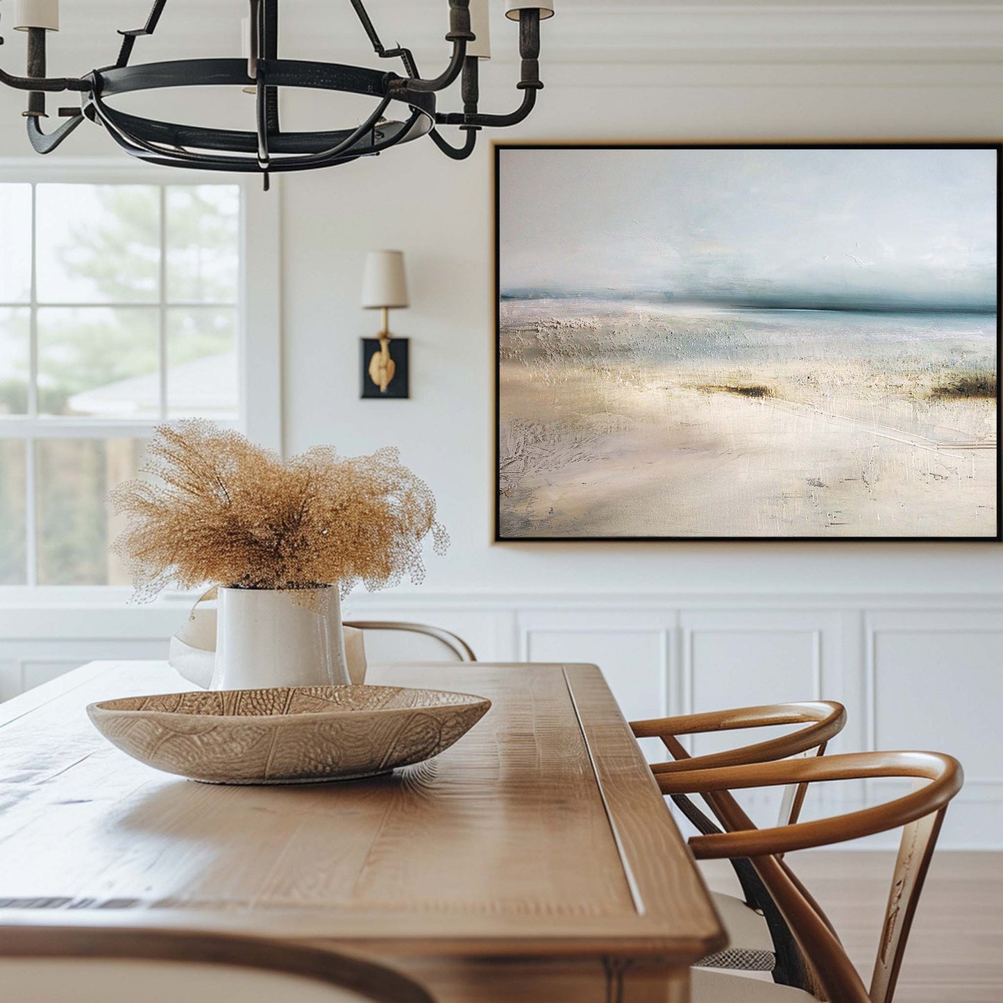 Serene Coastal Landscape Oil Painting for Modern Home Decor