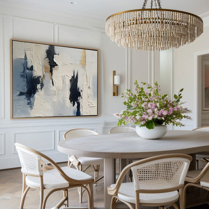 Contemporary Blue and White Abstract Oil Painting for Modern Decor