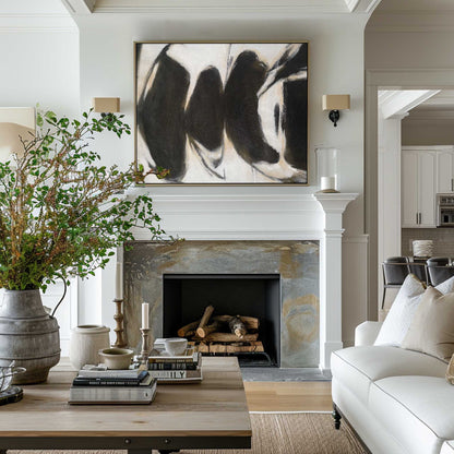 Abstract Black and White Oil Painting for Modern Home Decor