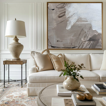 Contemporary Abstract Oil Painting with Dynamic Brushstrokes and Earthy Tones