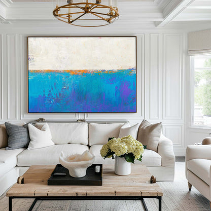 Vibrant Blue Seascape Abstract Art for Coastal Home Decor