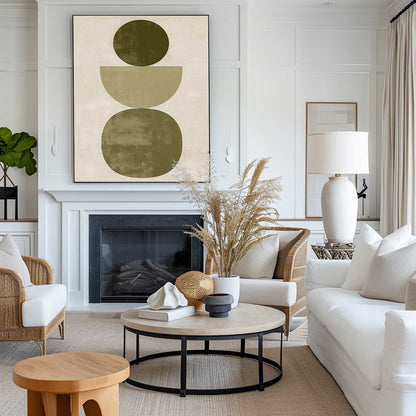 Contemporary Geometric Oil Painting in Earthy Tones for Modern Home Decor