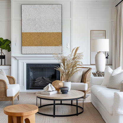 Elegant Modern Minimalist Oil Painting in Neutral Tones for Home Decor