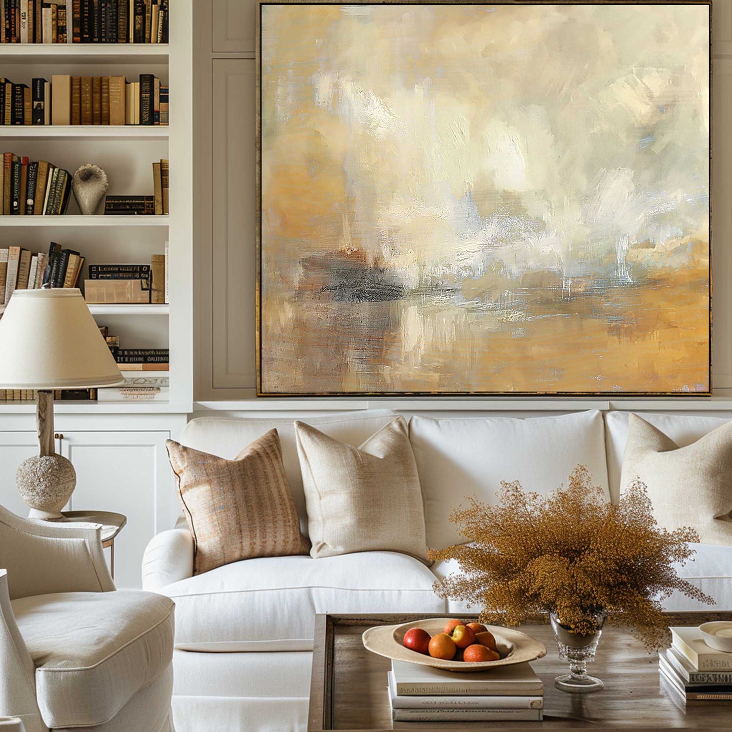 Abstract Seascape Oil Painting - Coastal Serenity Wall Art for Modern Decor