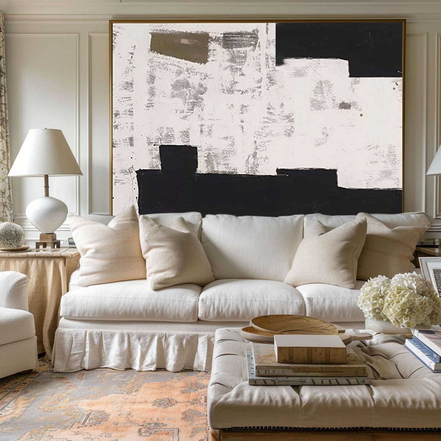 Elegant Wabi-Sabi Minimalist Oil Painting for Modern Home Decor and Art Lovers