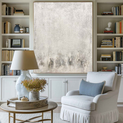 Elegant Gray and White Minimalist Oil Painting for Modern Home Decor