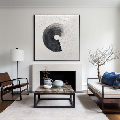 Contemporary Monochrome Abstract Oil Painting for Modern Home Decor