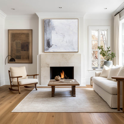White Minimalist Abstract Oil Painting for Modern Home Decor