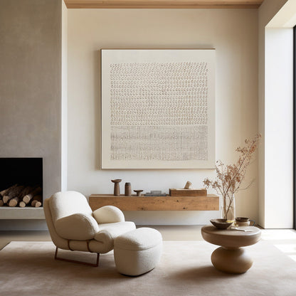 Wabi-Sabi Minimalist Oil Painting for Serene Home Decor