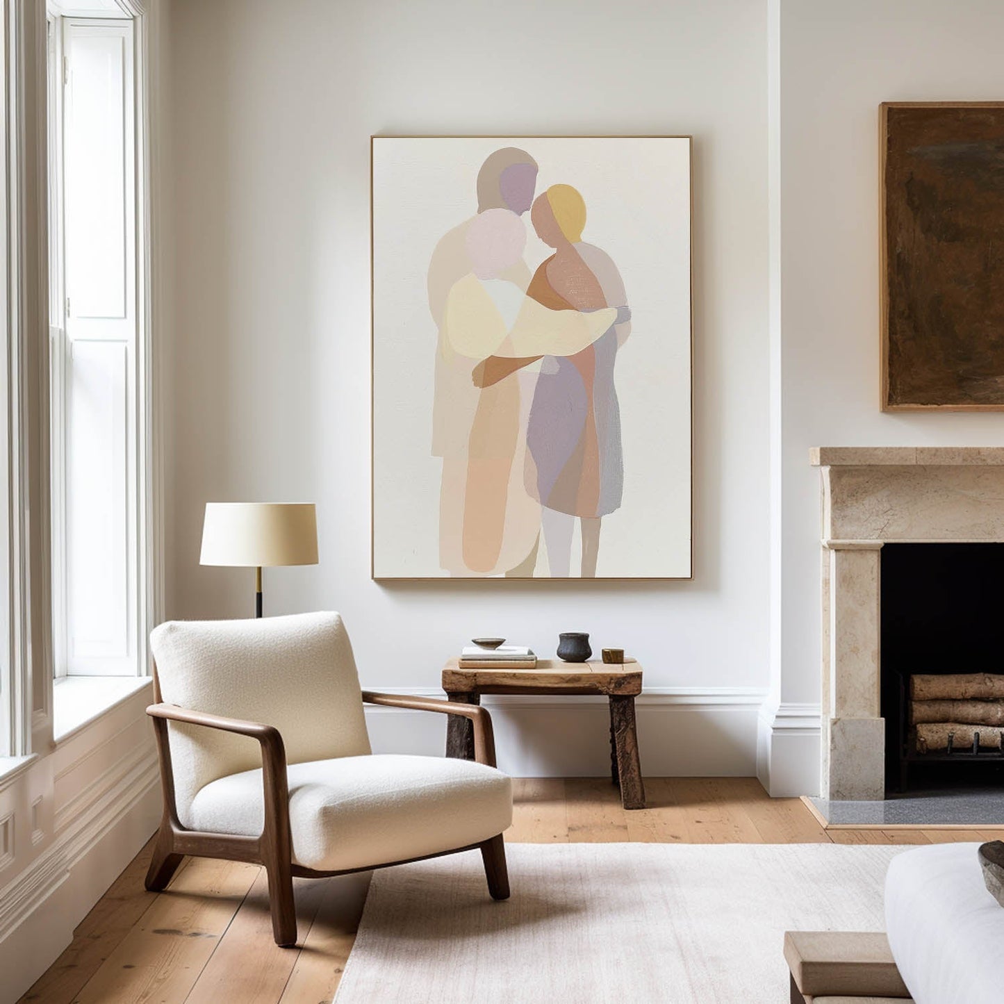 Abstract Minimalist Portrait of Love and Connection in Oil