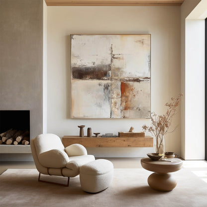 Contemporary Abstract Oil Painting in Earthy Tones for Modern Art Lovers