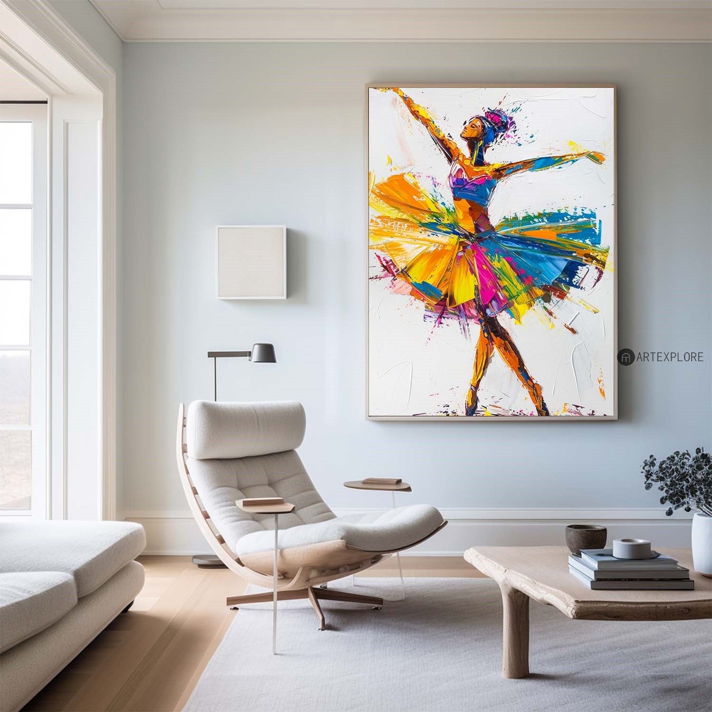 Vibrant Ballerina Dance Oil Painting in Modern Abstract Style for Unique Home Décor
