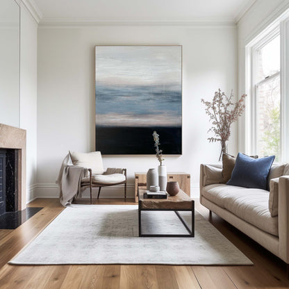 Contemporary Blue Abstract Oil Painting for Modern Home Decor