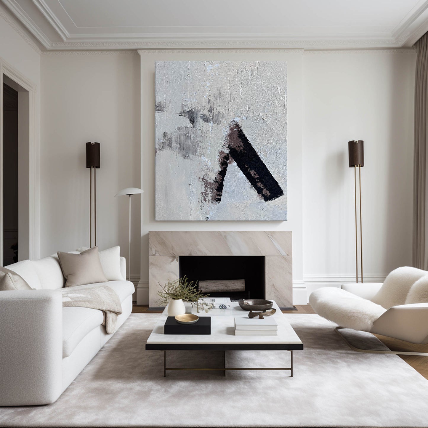 Contemporary Abstract Oil Painting with Bold Textures and Subtle Color Palette