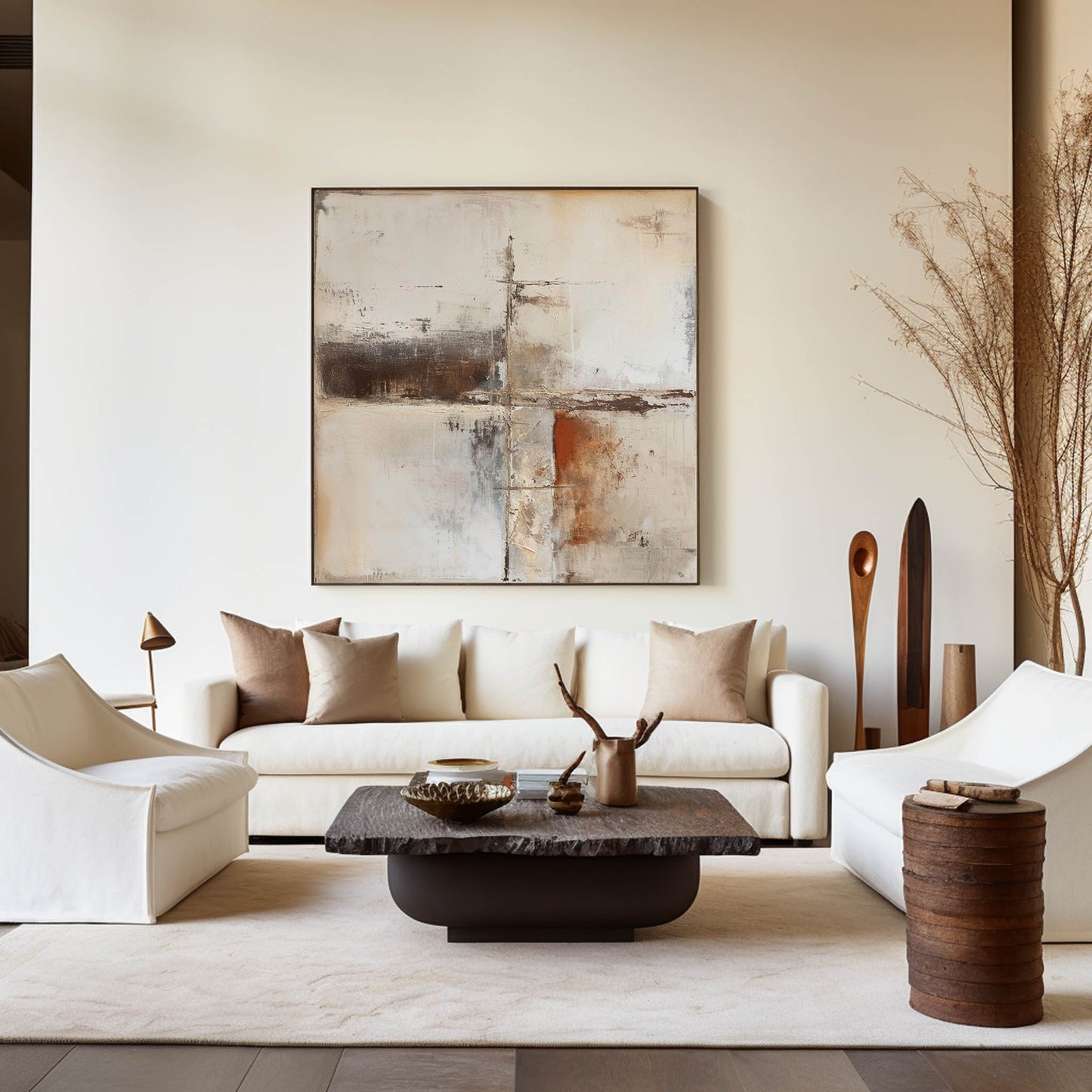 Contemporary Abstract Oil Painting in Earthy Tones for Modern Art Lovers