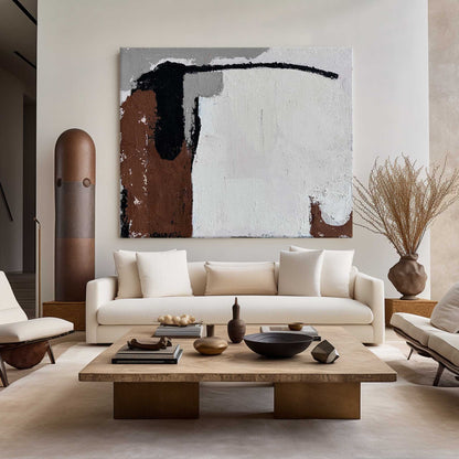 Modern Wabi-Sabi Abstract Oil Painting for Minimalist Home Decor
