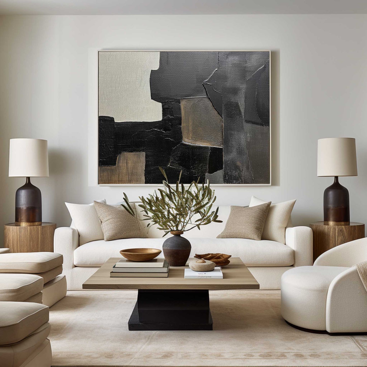Contemporary Black and Grey Abstract Wall Art for Modern Home Decor