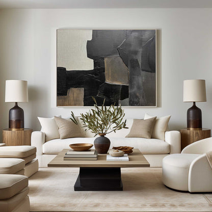 Contemporary Black and Grey Abstract Wall Art for Modern Home Decor