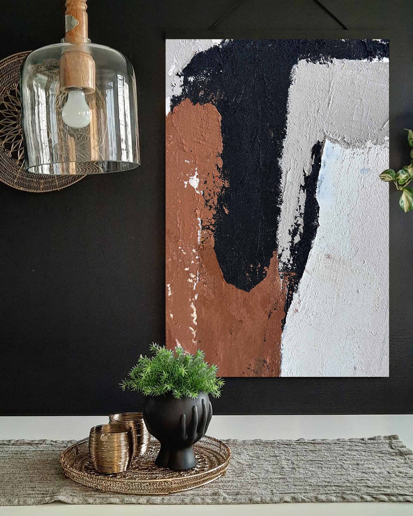 Contemporary Abstract Oil Painting with Bold Textures and Vibrant Colors