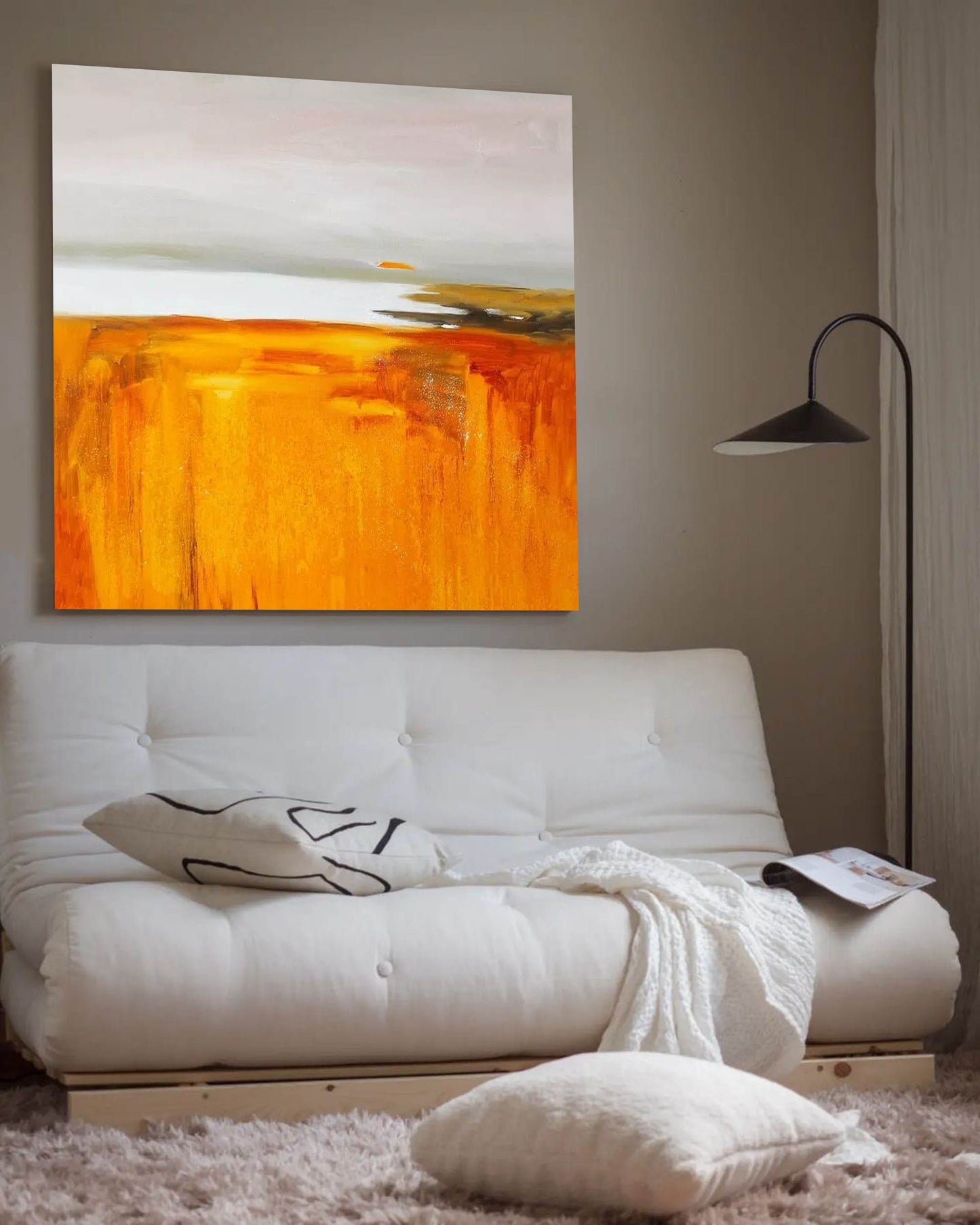 Vibrant Abstract Landscape Oil Painting in Warm Tones for Modern Art Lovers