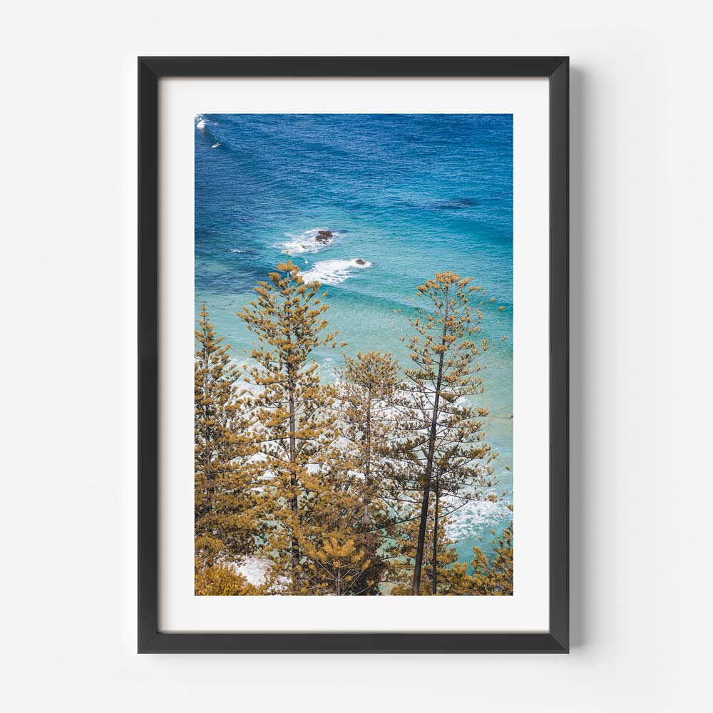 Serene Coastal View with Lush Trees and Crystal Blue Waters Oil Painting